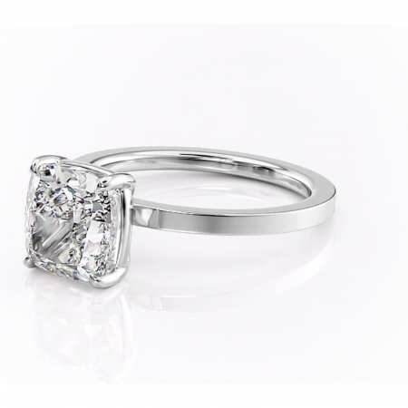 Inel de logodnă Georgiana din aur Alb 14kt cu moissanite tăietură pernă – Profil pătrat rafinată pentru profil înalt | Personalizează și configurează gratuit online [6]