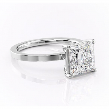 Princess - Inel de logodnă Georgiana din aur Alb 14kt cu moissanite tăietură princess – Profil pătrat rafinată pentru profil înalt | Personalizează și configurează gratuit online