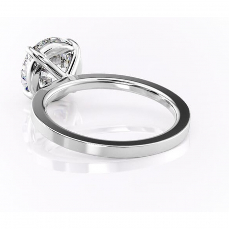 Inel de logodnă Georgiana din aur Alb 14kt cu moissanite tăietură rotundă – Profil pătrat rafinată pentru profil înalt | Personalizează și configurează gratuit online [3]