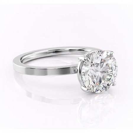 14K - Inel de logodnă Georgiana din aur Alb 14kt cu moissanite tăietură rotundă – Profil pătrat rafinată pentru profil înalt | Personalizează și configurează gratuit online