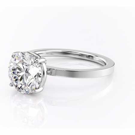 Inel de logodnă Georgiana din aur Alb 14kt cu moissanite tăietură rotundă – Profil pătrat rafinată pentru profil înalt | Personalizează și configurează gratuit online [6]