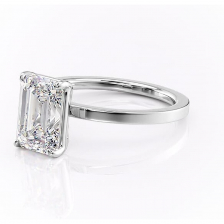 Inel de logodnă Georgiana din aur Alb 14kt cu moissanite tăietură smarald – Profil pătrat rafinată pentru profil înalt | Personalizează și configurează gratuit online [6]