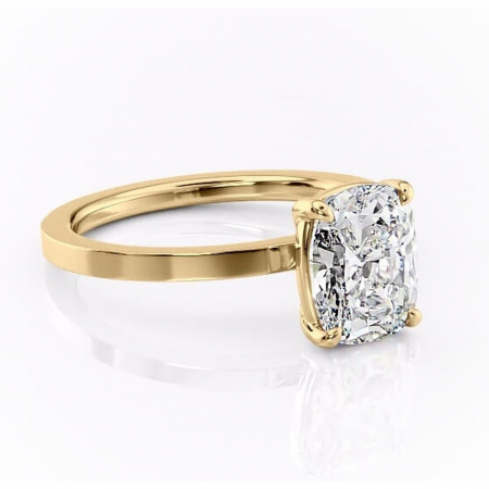 Aur galben - Inel de logodnă Georgiana din aur Galben 14kt cu moissanite tăietură pernă – Profil pătrat rafinată pentru profil înalt | Personalizează și configurează gratuit online