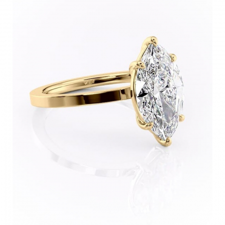 Marquise - Inel de logodnă Georgiana din aur Galben 18kt cu moissanite tăietură marquise – Profil pătrat rafinată pentru profil înalt | Personalizează și configurează gratuit online