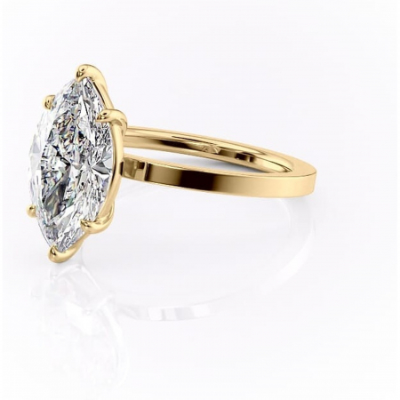 Inel de logodnă Georgiana din aur Galben 14kt cu moissanite tăietură marquise – Profil pătrat rafinată pentru profil înalt | Personalizează și configurează gratuit online [6]