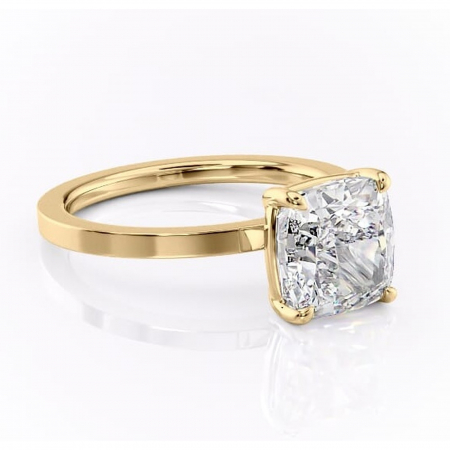 Pernă - Inel de logodnă Georgiana din aur Galben 18kt cu moissanite tăietură pernă – Profil pătrat rafinată pentru profil înalt | Personalizează și configurează gratuit online