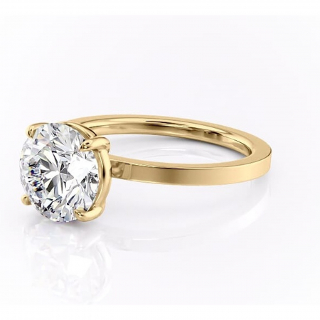 Inel de logodnă Georgiana din aur Galben 14kt cu moissanite tăietură rotundă – Profil pătrat rafinată pentru profil înalt | Personalizează și configurează gratuit online [6]