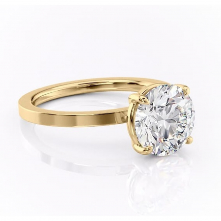 Aur galben - Inel de logodnă Georgiana din aur Galben 14kt cu moissanite tăietură rotundă – Profil pătrat rafinată pentru profil înalt | Personalizează și configurează gratuit online