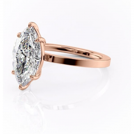 Inel de logodnă Georgiana din aur Rose 14kt cu moissanite tăietură marquise – Profil pătrat rafinată pentru profil înalt | Personalizează și configurează gratuit online [6]