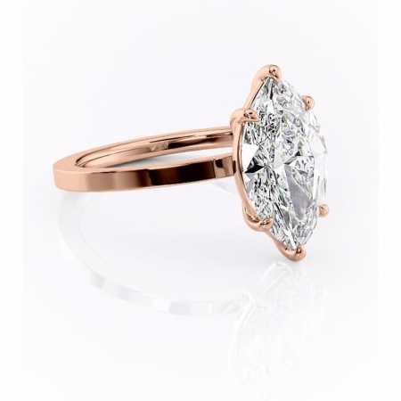 Aur roz - Inel de logodnă Georgiana din aur Rose 18kt cu moissanite tăietură marquise – Profil pătrat rafinată pentru profil înalt | Personalizează și configurează gratuit online
