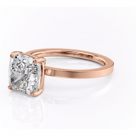 Inel de logodnă Georgiana din aur Rose 14kt cu moissanite tăietură pernă – Profil pătrat rafinată pentru profil înalt | Personalizează și configurează gratuit online [6]