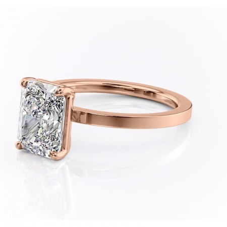 Inel de logodnă Georgiana din aur Rose 14kt cu moissanite tăietură radiantă – Profil pătrat rafinată pentru profil înalt | Personalizează și configurează gratuit online [6]