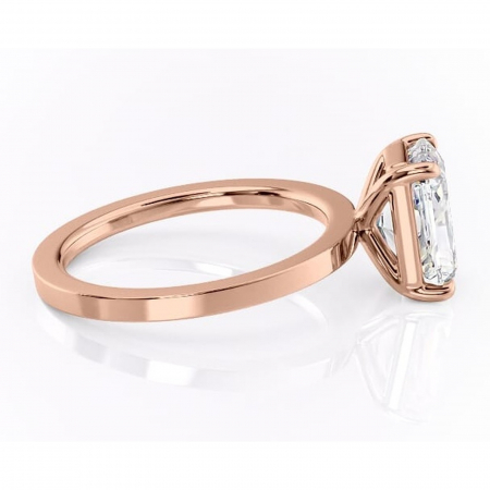 Inel de logodnă Georgiana din aur Rose 14kt cu moissanite tăietură radiantă – Profil pătrat rafinată pentru profil înalt | Personalizează și configurează gratuit online [1]