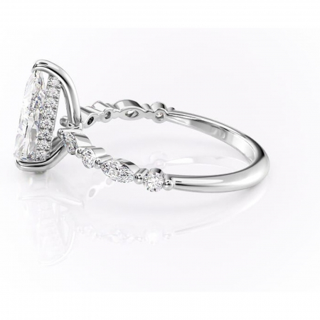 Inel de logodnă Gwendolyn din aur Alb 18kt cu moissanite tăietură pară – Pietre laterale rafinată pentru profil înalt | Personalizează și configurează gratuit online [5]