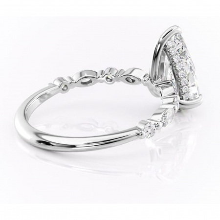 Inel de logodnă Gwendolyn din aur Alb 18kt cu moissanite tăietură pară – Pietre laterale rafinată pentru profil înalt | Personalizează și configurează gratuit online [2]