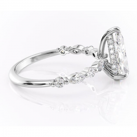 Inel de logodnă Gwendolyn din aur Alb 18kt cu moissanite tăietură pară – Pietre laterale rafinată pentru profil înalt | Personalizează și configurează gratuit online [1]