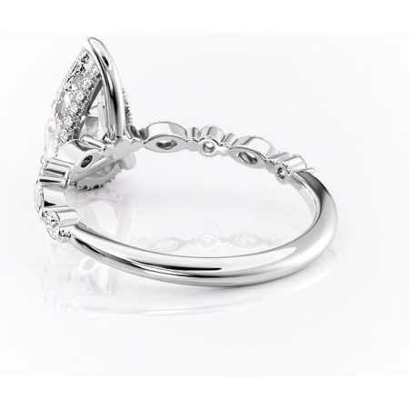 Inel de logodnă Gwendolyn din aur Alb 18kt cu moissanite tăietură pară – Pietre laterale rafinată pentru profil înalt | Personalizează și configurează gratuit online [3]