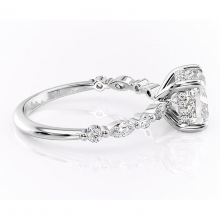 Inel de logodnă Gwendolyn din aur Alb 14kt cu moissanite tăietură pernă – Pietre laterale rafinată pentru profil înalt | Personalizează și configurează gratuit online [1]