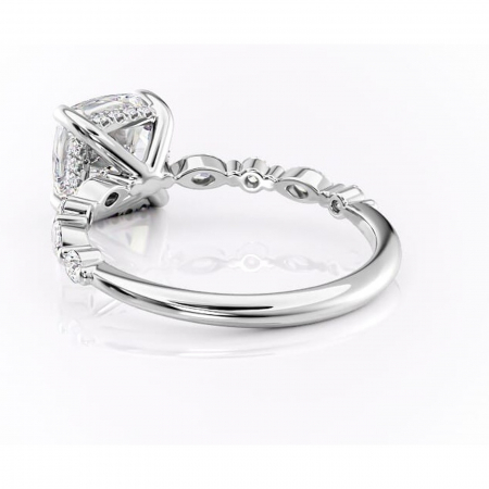 Inel de logodnă Gwendolyn din aur Alb 14kt cu moissanite tăietură pernă – Pietre laterale rafinată pentru profil înalt | Personalizează și configurează gratuit online [3]