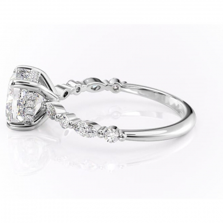 Inel de logodnă Gwendolyn din aur Alb 14kt cu moissanite tăietură pernă – Pietre laterale rafinată pentru profil înalt | Personalizează și configurează gratuit online [5]