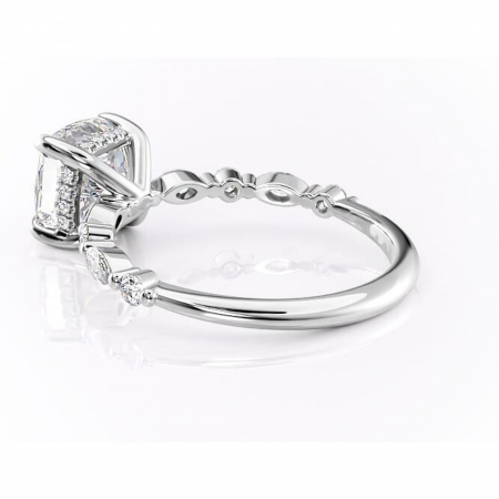 Inel de logodnă Gwendolyn din aur Alb 14kt cu moissanite tăietură pernă – Pietre laterale rafinată pentru profil înalt | Personalizează și configurează gratuit online [4]