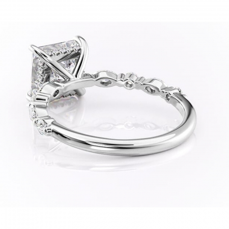 Inel de logodnă Gwendolyn din aur Alb 14kt cu moissanite tăietură princess – Pietre laterale rafinată pentru profil înalt | Personalizează și configurează gratuit online [3]