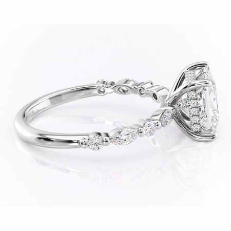 Inel de logodnă Gwendolyn din aur Alb 14kt cu moissanite tăietură princess – Pietre laterale rafinată pentru profil înalt | Personalizează și configurează gratuit online [1]