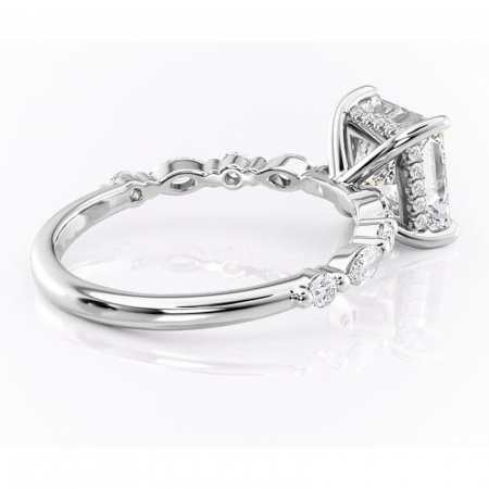 Inel de logodnă Gwendolyn din aur Alb 14kt cu moissanite tăietură princess – Pietre laterale rafinată pentru profil înalt | Personalizează și configurează gratuit online [2]