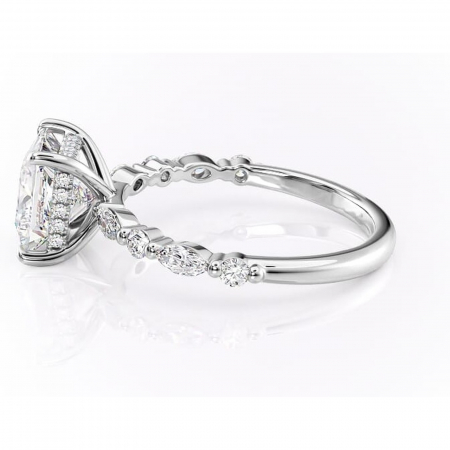 Inel de logodnă Gwendolyn din aur Alb 14kt cu moissanite tăietură princess – Pietre laterale rafinată pentru profil înalt | Personalizează și configurează gratuit online [5]