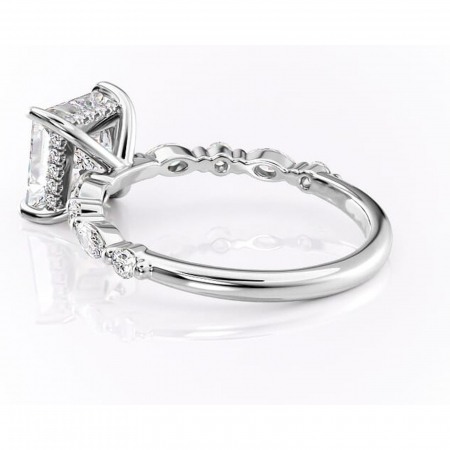 Inel de logodnă Gwendolyn din aur Alb 14kt cu moissanite tăietură princess – Pietre laterale rafinată pentru profil înalt | Personalizează și configurează gratuit online [4]