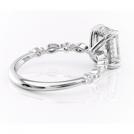 Inel de logodnă Gwendolyn din aur Alb 14kt cu moissanite tăietură radiantă – Pietre laterale rafinată pentru profil înalt | Personalizează și configurează gratuit online [2]