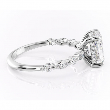 Inel de logodnă Gwendolyn din aur Alb 14kt cu moissanite tăietură radiantă – Pietre laterale rafinată pentru profil înalt | Personalizează și configurează gratuit online [1]