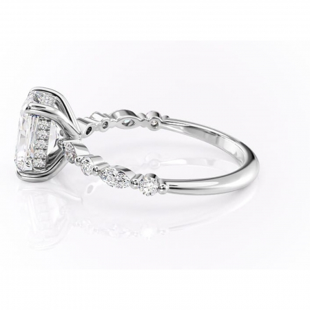 Inel de logodnă Gwendolyn din aur Alb 14kt cu moissanite tăietură radiantă – Pietre laterale rafinată pentru profil înalt | Personalizează și configurează gratuit online [5]