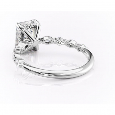 Inel de logodnă Gwendolyn din aur Alb 14kt cu moissanite tăietură radiantă – Pietre laterale rafinată pentru profil înalt | Personalizează și configurează gratuit online [3]