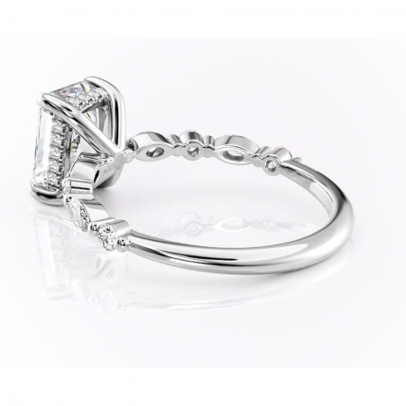 Inel de logodnă Gwendolyn din aur Alb 14kt cu moissanite tăietură radiantă – Pietre laterale rafinată pentru profil înalt | Personalizează și configurează gratuit online [4]