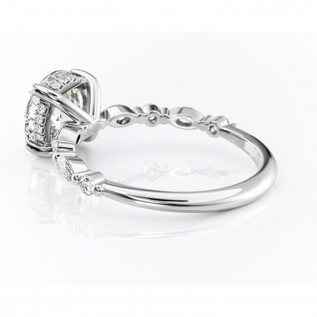 Inel de logodnă Gwendolyn din aur Alb 14kt cu moissanite tăietură rotundă – Pietre laterale rafinată pentru profil înalt | Personalizează și configurează gratuit online [4]