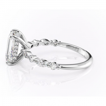 Inel de logodnă Gwendolyn din aur Alb 14kt cu moissanite tăietură smarald – Pietre laterale rafinată pentru profil înalt | Personalizează și configurează gratuit online [5]