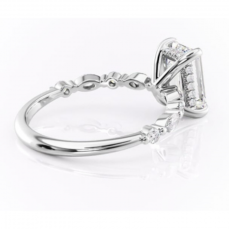 Inel de logodnă Gwendolyn din aur Alb 14kt cu moissanite tăietură smarald – Pietre laterale rafinată pentru profil înalt | Personalizează și configurează gratuit online [2]