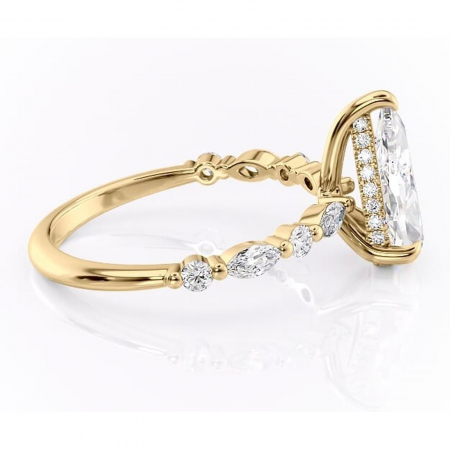 Inel de logodnă Gwendolyn din aur Galben 14kt cu moissanite tăietură pară – Pietre laterale rafinată pentru profil înalt | Personalizează și configurează gratuit online [1]