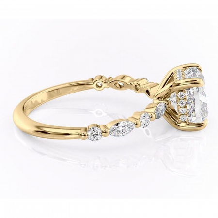 Inel de logodnă Gwendolyn din aur Galben 14kt cu moissanite tăietură pernă – Pietre laterale rafinată pentru profil înalt | Personalizează și configurează gratuit online [1]