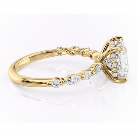 Inel de logodnă Gwendolyn din aur Galben 14kt cu moissanite tăietură princess – Pietre laterale rafinată pentru profil înalt | Personalizează și configurează gratuit online [1]