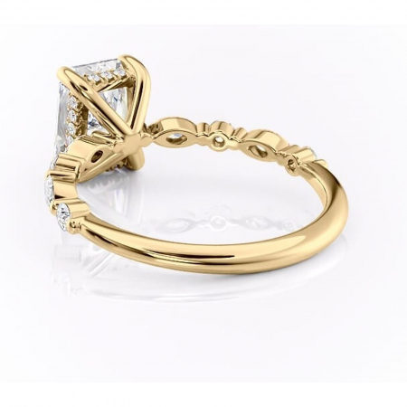 Inel de logodnă Gwendolyn din aur Galben 18kt cu moissanite tăietură radiantă – Pietre laterale rafinată pentru profil înalt | Personalizează și configurează gratuit online [3]
