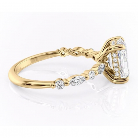 Inel de logodnă Gwendolyn din aur Galben 18kt cu moissanite tăietură radiantă – Pietre laterale rafinată pentru profil înalt | Personalizează și configurează gratuit online [1]