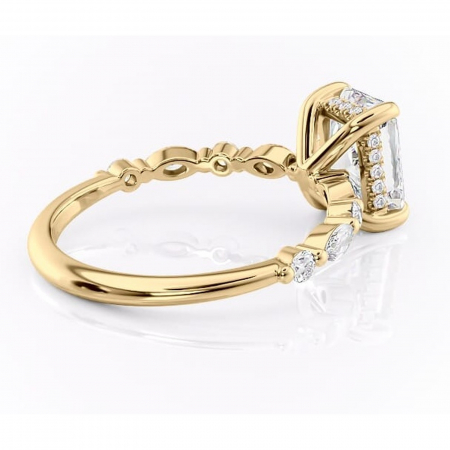 Inel de logodnă Gwendolyn din aur Galben 18kt cu moissanite tăietură radiantă – Pietre laterale rafinată pentru profil înalt | Personalizează și configurează gratuit online [2]