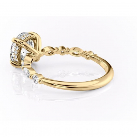 Inel de logodnă Gwendolyn din aur Galben 14kt cu moissanite tăietură rotundă – Pietre laterale rafinată pentru profil înalt | Personalizează și configurează gratuit online [4]