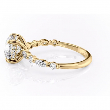Inel de logodnă Gwendolyn din aur Galben 14kt cu moissanite tăietură rotundă – Pietre laterale rafinată pentru profil înalt | Personalizează și configurează gratuit online [5]