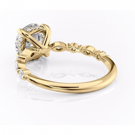 Inel de logodnă Gwendolyn din aur Galben 14kt cu moissanite tăietură rotundă – Pietre laterale rafinată pentru profil înalt | Personalizează și configurează gratuit online [3]