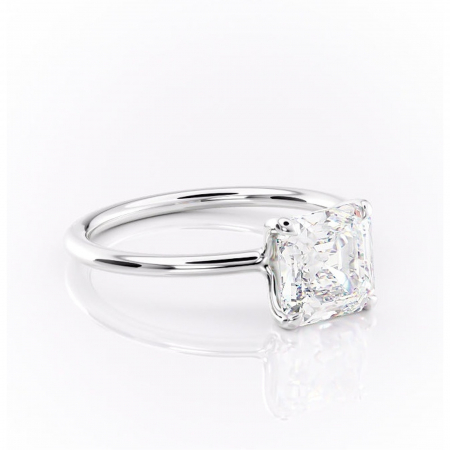 Asscher - Inel de logodnă Helena din aur Alb 14kt cu moissanite tăietură asscher – Solitar rafinată pentru profil jos | Personalizează și configurează gratuit online