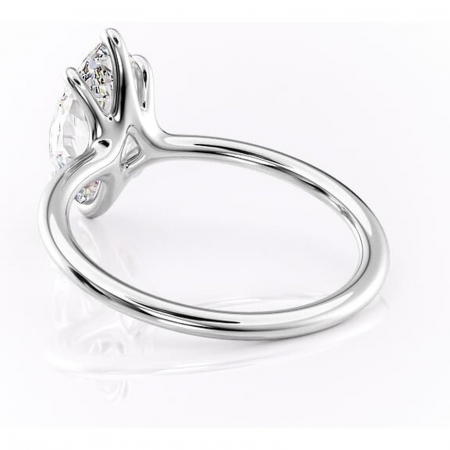 Inel de logodnă Helena din aur Alb 14kt cu moissanite tăietură marquise – Solitar rafinată pentru profil jos | Personalizează și configurează gratuit online [3]