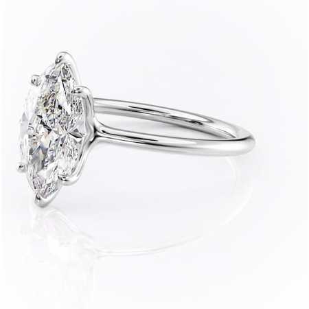 Inel de logodnă Helena din aur Alb 14kt cu moissanite tăietură marquise – Solitar rafinată pentru profil jos | Personalizează și configurează gratuit online [6]